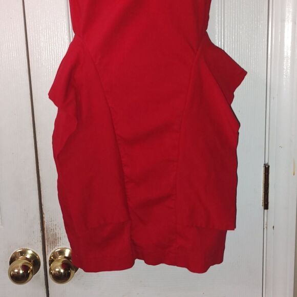 Monaco red one shoulder fitted sexy little red mini dress Sz L - Picture 2 of 6